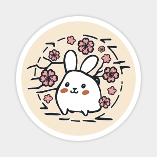 White rabbit hopping in Sakura Magnet